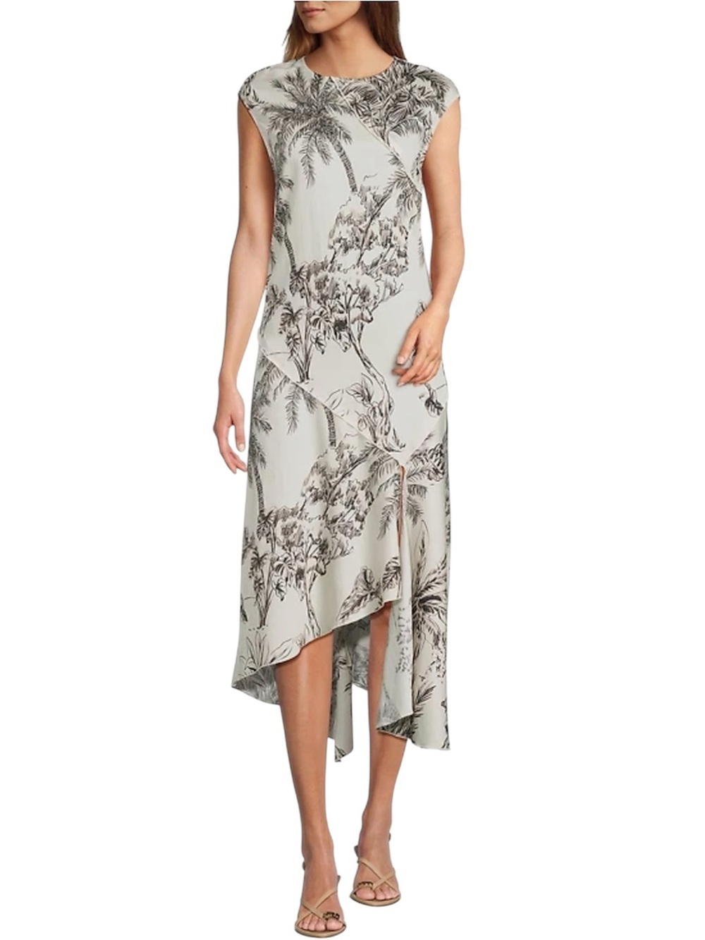 Antonio Melani Tessa Botanical Bloom Toile Print Asymmetrical Midi Dress Size 6